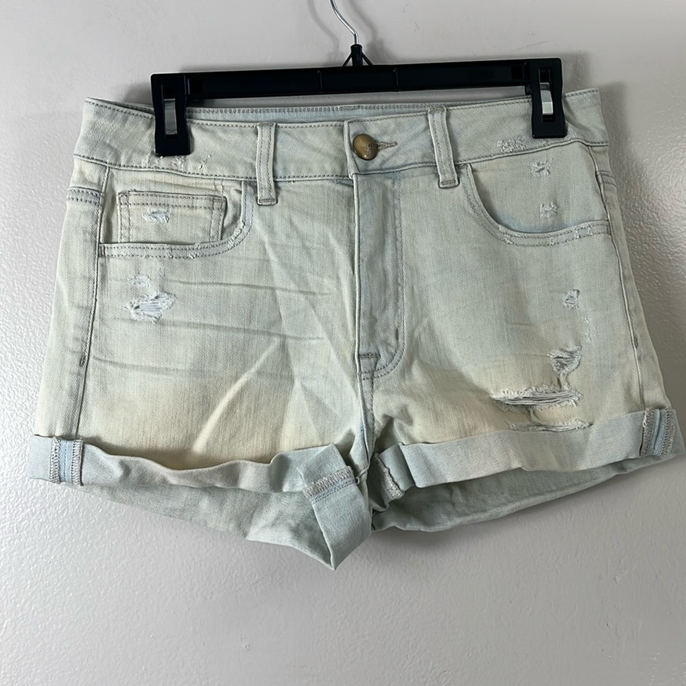 American Eagle Outfitters Light Mint Distressed Denim Jean Shorts